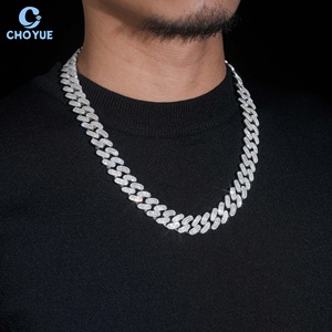 Cadena de eslabones cubanos de plata de ley 925 maciza chapada en oro con moissanita baguette de 15 mm, collar de joyería Iced Out para hombre - Product Image 5