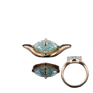 Trendy Design Women's 925 Silver <b>Gold</b> Plated Marquise Cut Solitaire Moissanite Classic Promise Wedding Gift Ring Fine Jewelry - Product Image 1