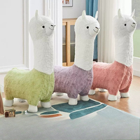 Chaise en peluche mignonne en forme d'alpaga, tabouret en forme de lama pour enfants, chaise animale rembourrée en polaire pour la chambre d'enfant et la salle de jeux