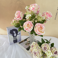 Hochwertige Handgefertigte Künstliche Seidenrosen Hochzeitsbrautstrauß Abschlussfeier Brautblumenstrauß Dekorativer Künstlicher Blumenstrauß