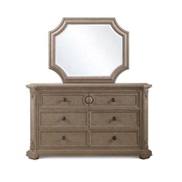 Coiffeuse à 6 tiroirs en bois massif de chêne massif, séries d'impression Mori, porte-miroir, meuble de chambre à coucher
