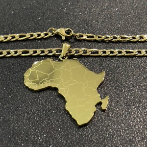 Collar con colgante de mapa de África de alta calidad, estilo Hip-Hop, acero inoxidable con chapado en oro para mujeres y hombres - Product Image 6