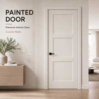 Porte intérieure peinte en blanc, style Shaker à 3 panneaux, panneaux verticaux encastrés, porte préfinie mate, sur mesure