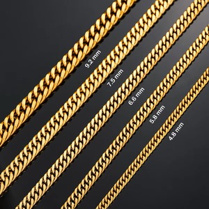 Cadenas Cubanas de Acero Inoxidable Color Oro de 4.8mm/5.8mm/6.6mm/7.5mm/9.2mm, Collar Clásico Grueso para Hombre y Niño, de 14 a 30 Pulgadas - Product Image 2