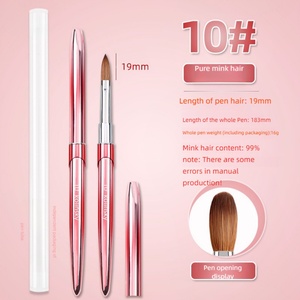 Professional Beauty Salon Acrylic <b>Brush</b> Kolinsky High Quality Powder Nail <b>Brush</b> 100% Kolinsky Hair with Custom Logo Metal Handle - Product Image 3