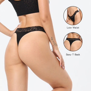 Ropa Interior de Mujer 2025, Nuevo Estilo, Cómoda, Transpirable, en Forma de T, Simple, de Talle Bajo, de Encaje, Sin Costuras, de Punto, de Algodón Puro - Product Image 1