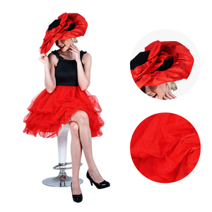 <span class=keywords><strong>Robe</strong></span> de scène personnalisée pour femmes adultes en tulle rouge et noir avec grand chapeau pour les événements de festival et les célébrations - Product Image 3