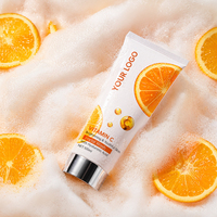 Crème Nettoyante Vitamine C Marque Blanche à l'Extrait d'Aloe Vera et de Thé Vert, Raffermissante, Traitement Anti-Acné, Hydratante et Éclaircissante pour Tous Types de Peau