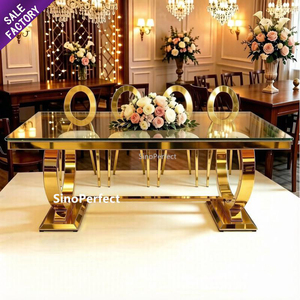 Hot Selling Decor Furniture Set Hotel Stainless Steel Mirror Wedding Glass <b>Table</b> Top Cake Display for Party - Product Image 1