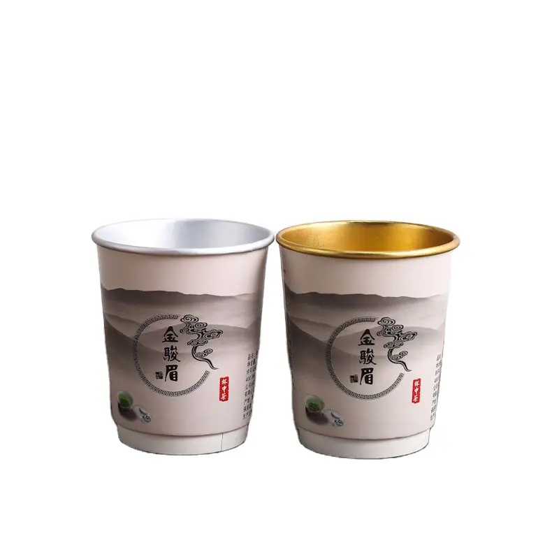 Taza de papel de bebida caliente de doble capa, taza de papel de aluminio con té reciclable