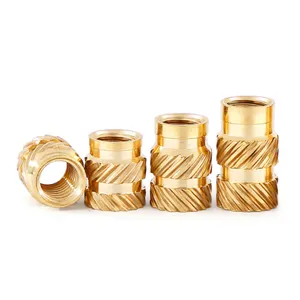 M6 M8 M10 OEM nhà sản xuất hợp kim đồng H59 H62 đồng có khía chèn Nut Brass tan chèn Brass Nut din16903