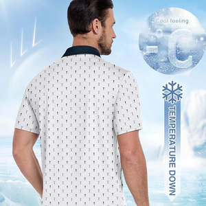 Alto rendimiento verano fresco poliéster Mans moda manga corta rendimiento humedad cuello estampado Golf Polo camisa - Product Image 3