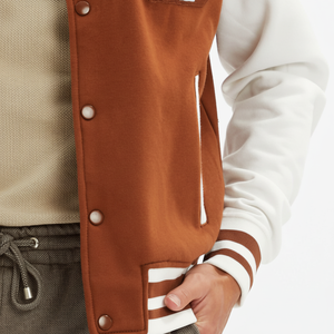 Veste de baseball décontractée d'automne à col montant et fermeture éclair, veste universitaire de baseball pour hommes - Product Image 1