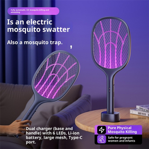 Matamosquitos Eléctrico 2 en 1 de 3000V con Luz LED UV, Recargable, Lámpara Antimosquitos para Control de Plagas en Interiores del Hogar - Product Image 3