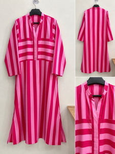 Robe midi en lin à manches trois quarts pour femmes, imprimé floral d'été, col en V, coupe évasée, 100% coton, qualité supérieure, impression numérique - Product Image 6