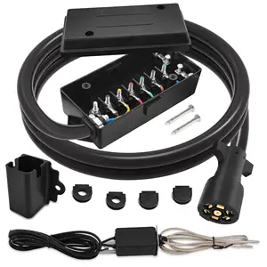 7 Cara Trailer Wire Harness Kit Cord 8 Feet dengan 7 Gang Junction Box Kit 12V Emergency Breakaway Switch dan Plug Holder