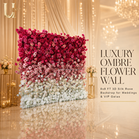 Panneau mural de fleurs artificielles Uvenue, dégradé bordeaux, rose et blanc, toile de fond florale pour mariage, photomaton, événement, fête