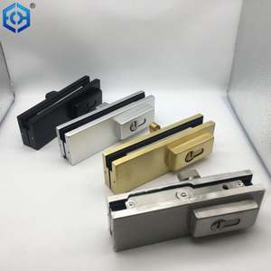 Serrure inférieure en aluminium argenté pour porte en verre - Product Image 1