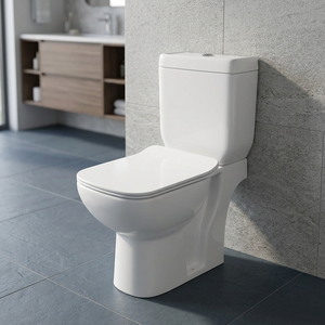 WC économique en céramique deux pièces, cuvette blanche, sanitaires de salle de bain, ensemble de toilettes 2 pièces - Product Image 3