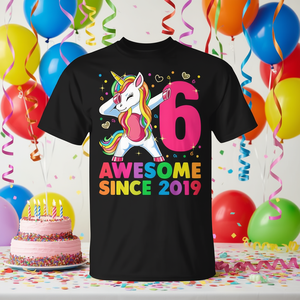 T-shirt licorne Dabbing pour le 6e anniversaire des filles de 6 ans, génial depuis 2019 - Product Image 3