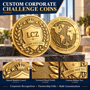 Monedas de Desafío Corporativas Personalizadas, Tono Dorado, Corona, Escudo, Laurel, Globo, Relieve 3D, Premios de Sociedad, Regalos Conmemorativos - Product Image 3