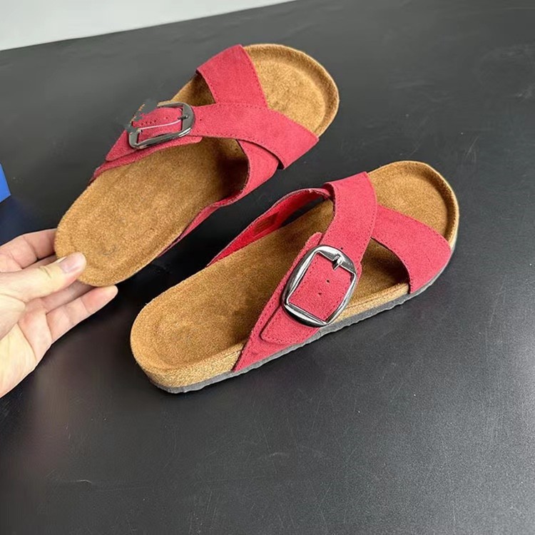 2023 Cross Cork Slippers Metal Buckle Slippers Beach Women Slippers Sandals 36-43 Large Size
