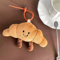Fabrieksgemaakte croissant knuffel sleutelhangers met aangepast logo, OEM knuffeldieren tascharms, gepersonaliseerde sleutelhangers, promoties, geschikt voor kinderen van 5-7 jaar