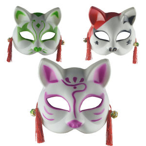 Di nuova progettazione dipinto di volpe in stile antico maschera-mezza faccia demone volpe per Halloween Cosplay - <span class=keywords><strong>Anime</strong></span> faccia di gatto - Product Image 4