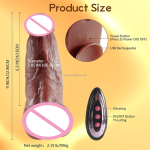Consolador vibrador realista de empuje de 9,4 pulgadas, juguete sexual para mujeres, silicona líquida, calefacción vibratoria, consolador grande, estimulador, parejas adultas - Product Image 6