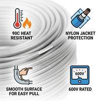 Cable Eléctrico Industrial de Cobre Libre de Oxígeno de Alto Rendimiento, con Aislamiento de Nylon Suave, 600V THHN THWN-2, 14-6 AWG