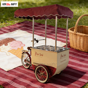 Carrito de Helados Remolcable con Sombrilla, Carrito de Helados Móvil de Comida Rápida, Metálico Resistente al Óxido para Exteriores - Product Image 4