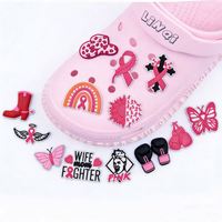 Nouveaux charms pour sabots 2026, ruban rose, sensibilisation au cancer du sein, décorations de chaussures, charms en PVC en gros