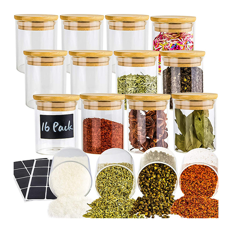 Custom Glass Sealed Jar Glass Household Kitchen Miscellaneous Grain Storage Bottle Moisture-proof Clear Straight Bamboo Lid