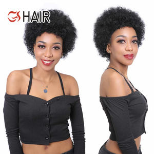 Perruques courtes en dentelle frontale brésilienne GS Hair, perruque <span class=keywords><strong>afro</strong></span> bouclée crépue, couleur naturelle, Remy 1b #   Perruques en cheveux humains pour femmes noires - Product Image 4