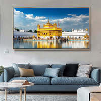 Tableau mural en porcelaine cristalline, œuvre d'art religieuse, affiche du Temple d'Or, art sikh, peinture encadrée, décoration intérieure