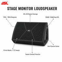 Enceinte de monitoring de scène passive JSL 10 pouces, enceinte de sol, enceinte PA pour concerts de groupes live, DJ, système de sonorisation