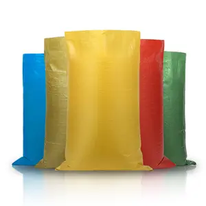 卸売カラフルなポリ包装袋PP織りバッグ赤黄緑青フィードバッグプラスチックPPバッグ