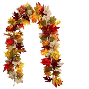 Guirnalda de Hojas Coloridas de 6 Pies de Largo, Decoraciones Artificiales de Enredadera de Arce para Halloween, Acción de Gracias, Navidad y Fiestas - Product Image 5