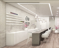 Mobilier de salon de beauté sur mesure, lits de soin du visage, bureaux de réception, armoires de rangement, étagères de présentation, design d'intérieur, fabrication