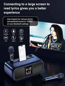 Karaoke oyuncuları 2 In 1 bluetooth hoparlörler ile kablosuz mikrofon ev Karaoke hoparlörü telefon tutucu ev hoparlör şarkı için