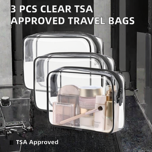 กระเป๋าเครื่องสำอางใส PVC แฟชั่นสำหรับผู้หญิง ได้รับการรับรองจาก TSA  กระเป๋าจัดระเบียบเครื่องสำอางกันน้ำสำหรับเดินทาง - Product Image 2
