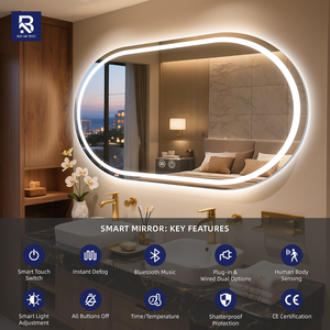 Espejo LED de Cuerpo Entero Personalizado |   Espejo Ovalado/de Pista de Carreras para Montar en la Pared, para Barberías, Salones y Decoración de Muebles de Belleza - Product Image 1