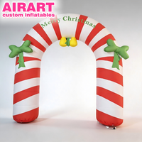 Arche gonflable personnalisée en forme de maison de bonbons pour l'entrée, Arche gonflable en forme de canne à sucre pour les fêtes