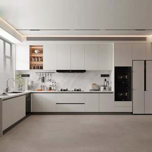 Muebles de Cocina Modulares de Madera de Diseño Italiano Hechos a Medida en China, Juego Completo con Encimera de Mármol Artificial, Fregadero Acrílico y Cajones - Product Image 4