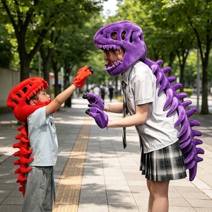 Topi Cosplay Kepala Dinosaurus Lucu, Mainan Boneka Eksoskeleton Isi Kapas PP, Hadiah Mainan Pertunjukan Halloween - Product Image 4