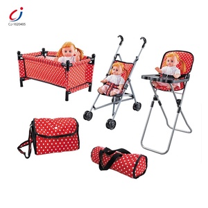 Jouets de rôle en plastique pour bébé Chengji, ensemble de 5 accessoires pour poupées, <span class=keywords><strong>chaise</strong></span> haute pour <span class=keywords><strong>poupée</strong></span> - Product Image 1