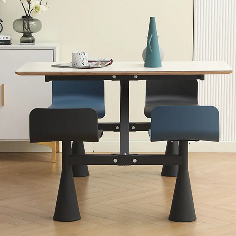 Venta al por mayor de muebles de comedor de tamaño personalizado cuadrado para 4 personas, sillas de plástico de madera con mesa de comedor, juegos de comedor para restaurante