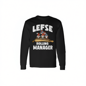 Lefse Rolling Manager T-shirt à manches longues et col rond pour adulte, à thème alimentaire scandinave, humoristique, pour les amateurs de pain plat norvégien - Product Image 2
