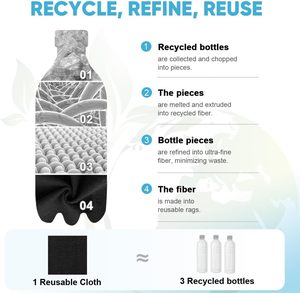 Rollo de toallas de microfibra negras 330 hojas 6 rollos de forma cuadrada lavable reutilizable para coches tienda trapos de limpieza de cocina - Product Image 4