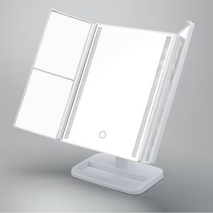 Xách tay màn hình cảm ứng có thể điều chỉnh đèn LED máy tính để bàn trang điểm gương 3-<span class=keywords><strong>Folding</strong></span> vuông bàn trang điểm gương thiết kế mới - Product Image 1